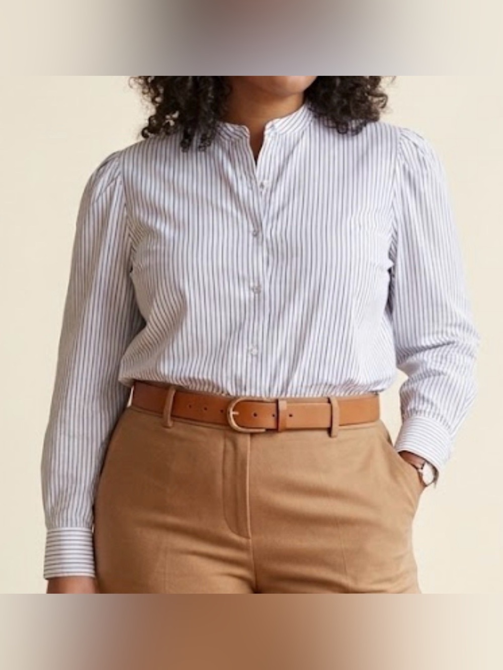 MADEWELL White and Blue Striped Cotton Button-Up Top Size XL